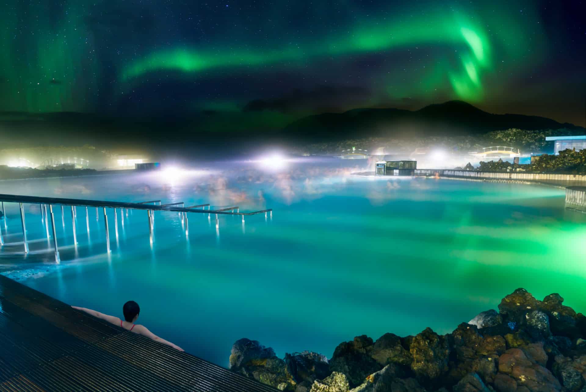 lagon bleu aurores boreales en islande lagon bleu aurore boreale en islande