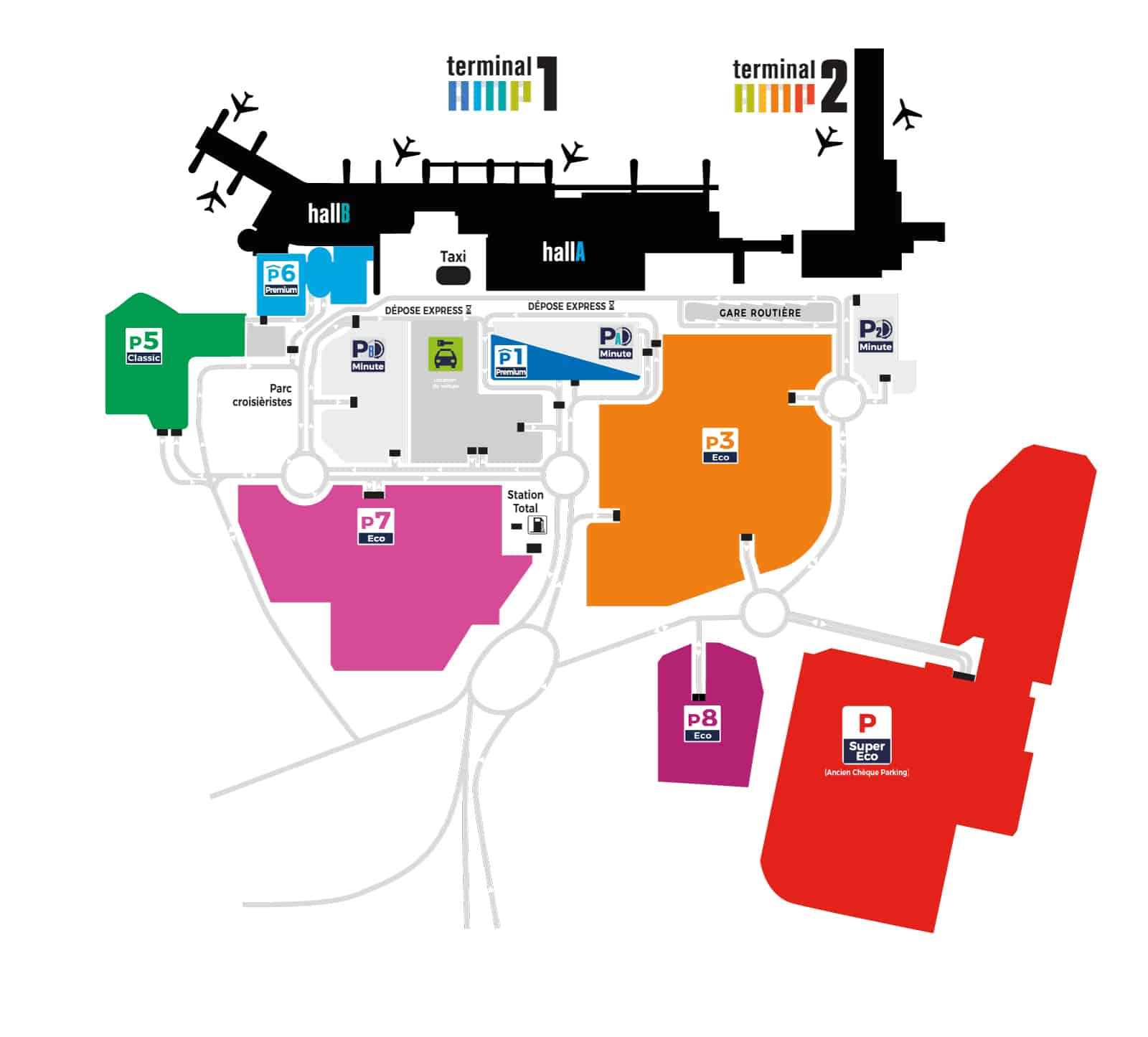 plan parkings aeroport marseille