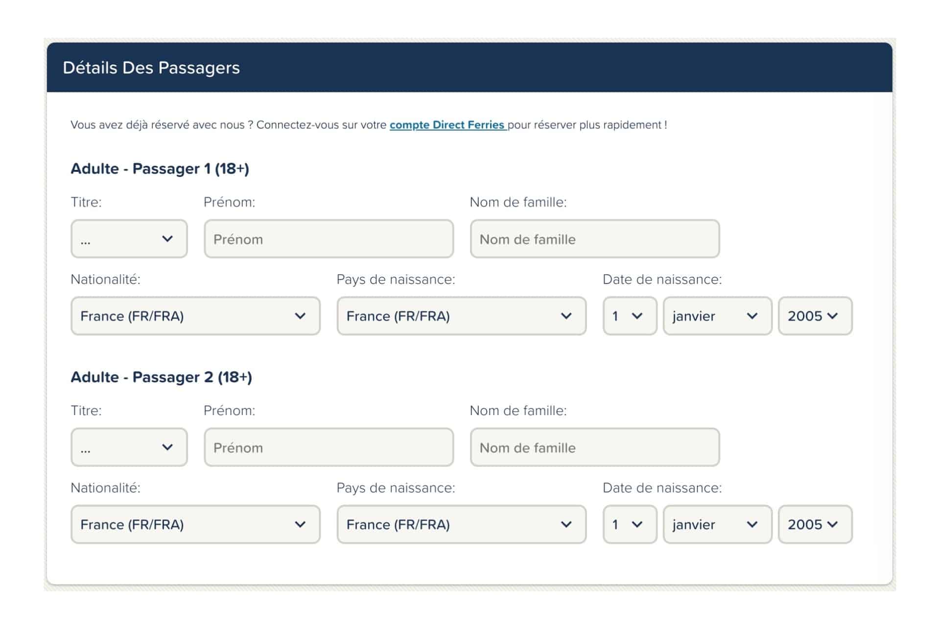 infos passagers direct ferries