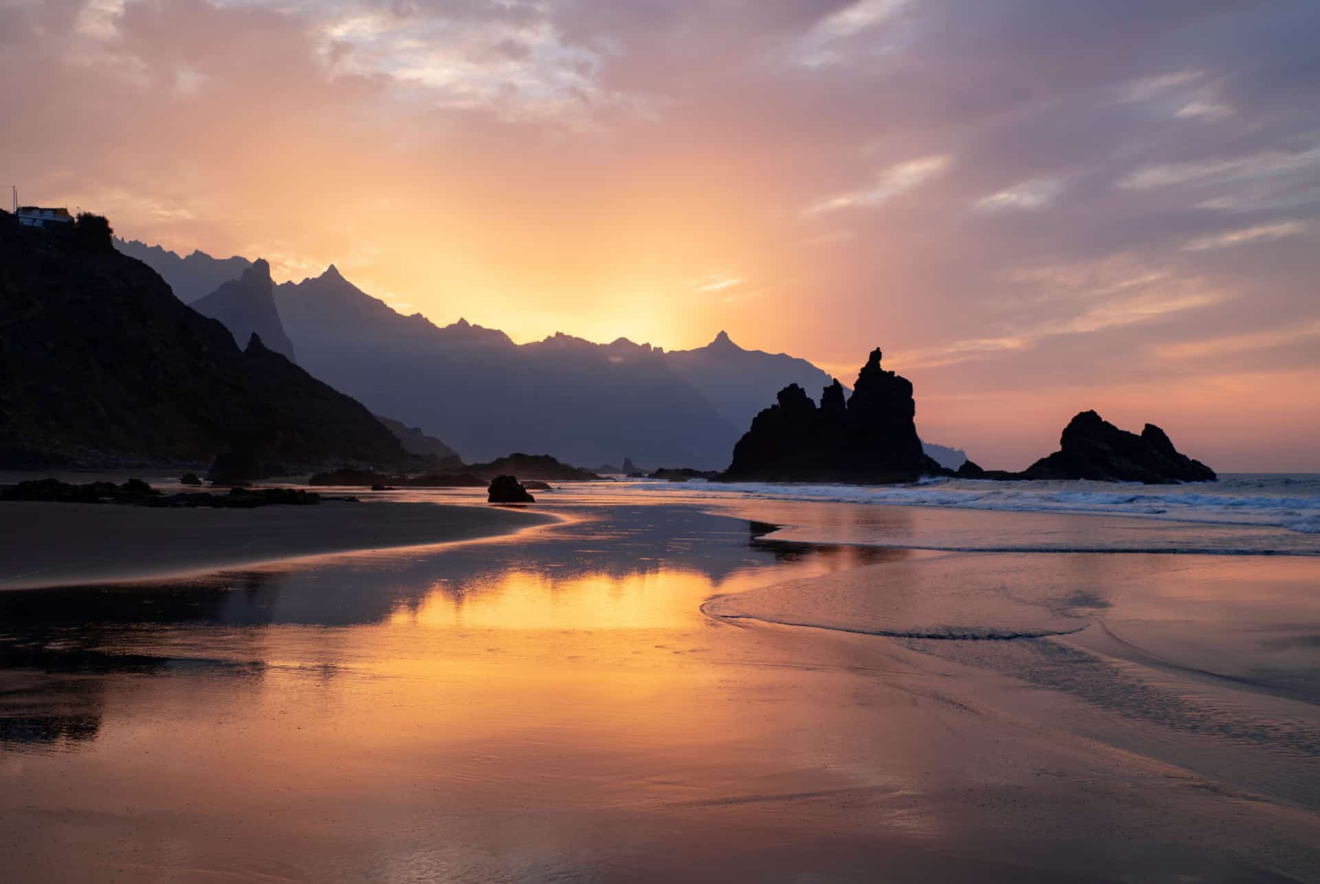 coucher de soleil playa de benijo tenerife