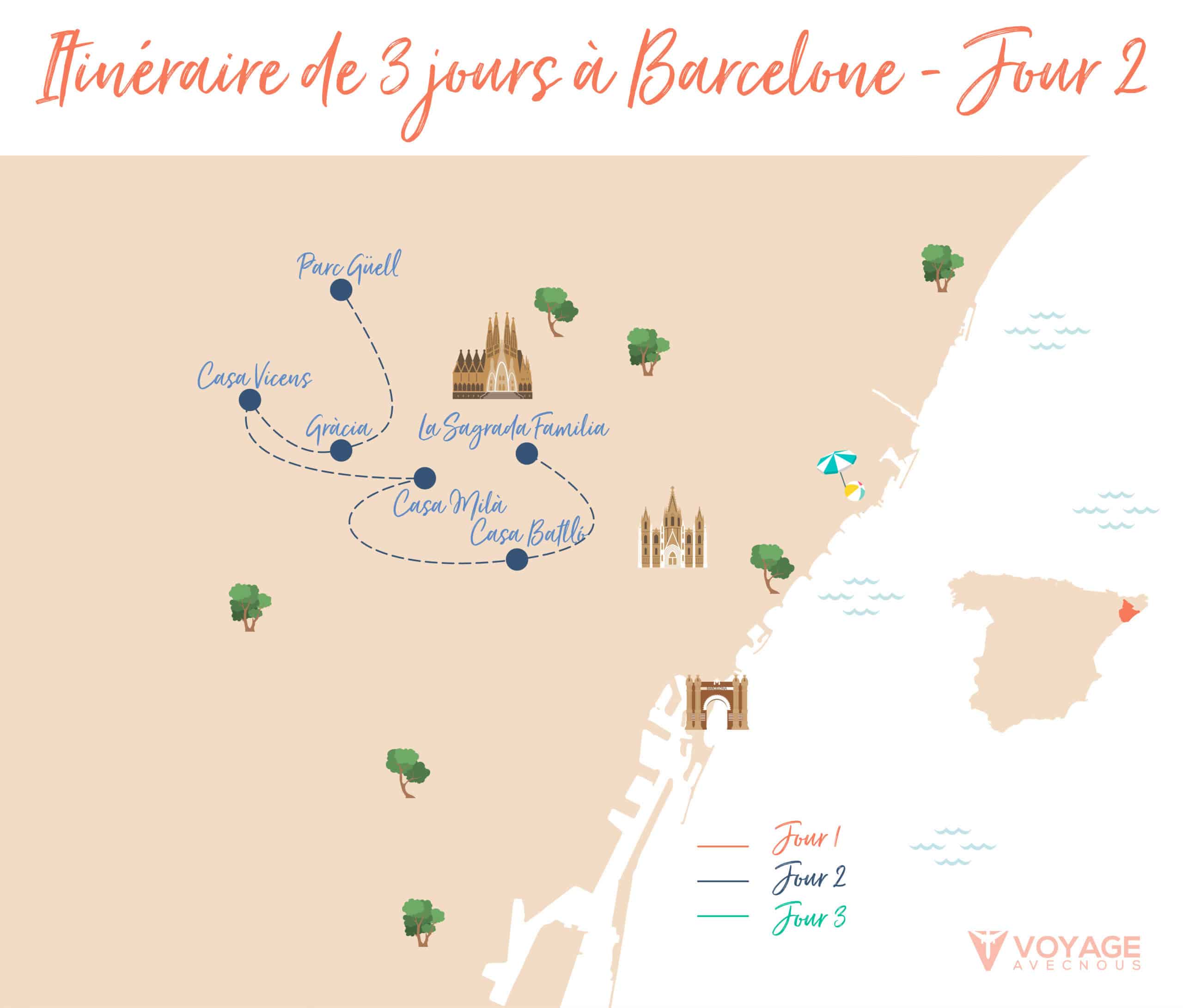 visiter barcelone en 3 jours carte jour 2 visiter barcelone en 3 jours carte jour 2